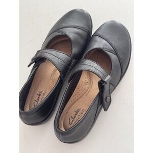 Clarks Shoes Women's 8M Mary Jane Flats Relaxed Fit Leather Cross Strap